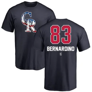 Men's Colorado Rockies Brennan Bernardino Navy Name and Number Banner Wave T-Shirt