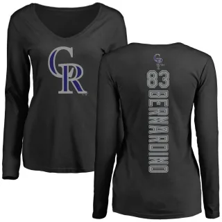 Women's Colorado Rockies Brennan Bernardino Black Backer Slim Fit Long Sleeve T-Shirt