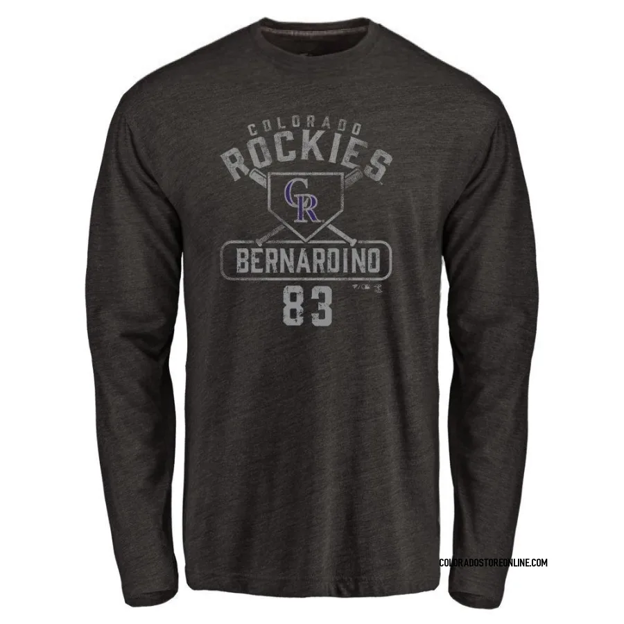 Youth Colorado Rockies Brennan Bernardino Black Base Runner Long Sleeve T-Shirt